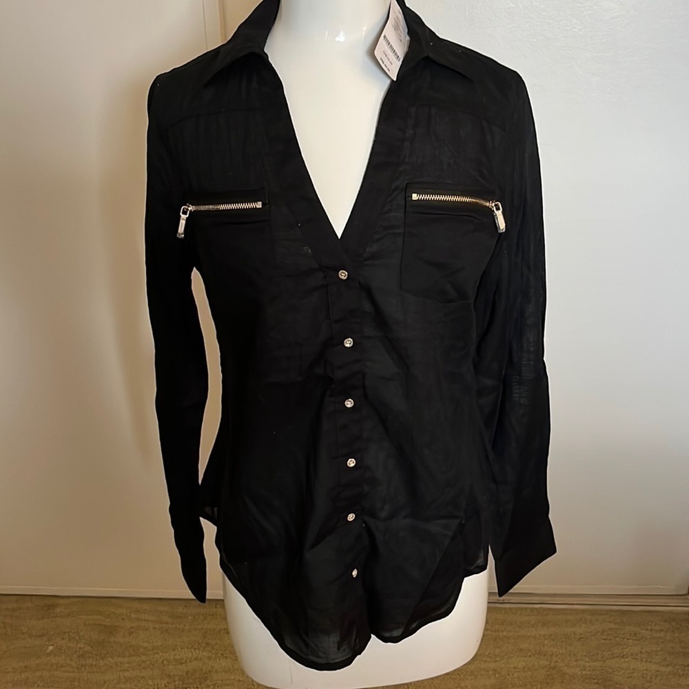 NWT Black Bebe button up Top